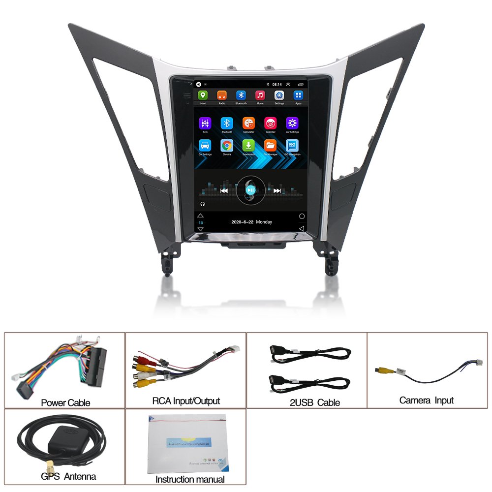 9.7 in vertical touch screen android Car radio gps For HYUNDAI Sonata 8th 2011-2015 stereo Video DVD player CarPlay tesla style