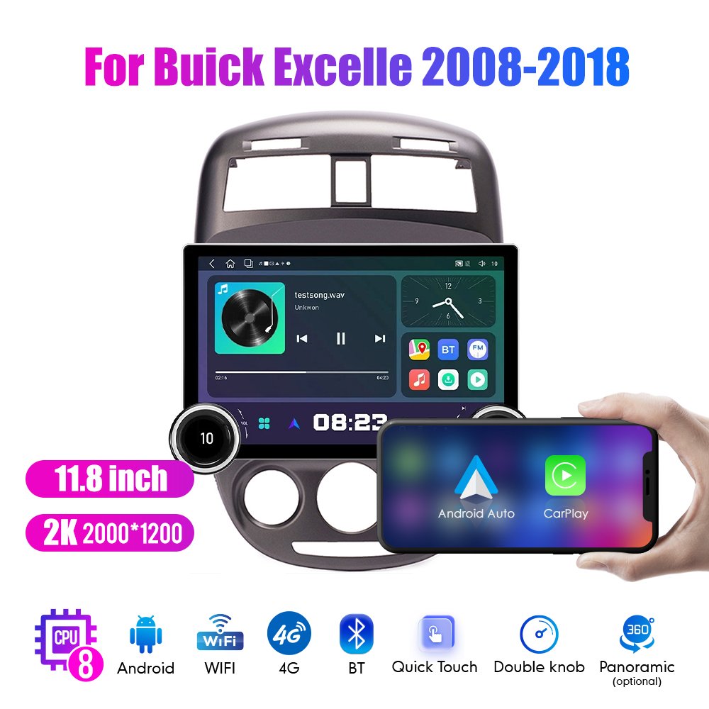 11.8Inch Car Radio For Buick Excelle 2008-2018 DIAMOND 2K QLED Screen 2Din Android Car Stereo Car DVD Player Carplay DSP