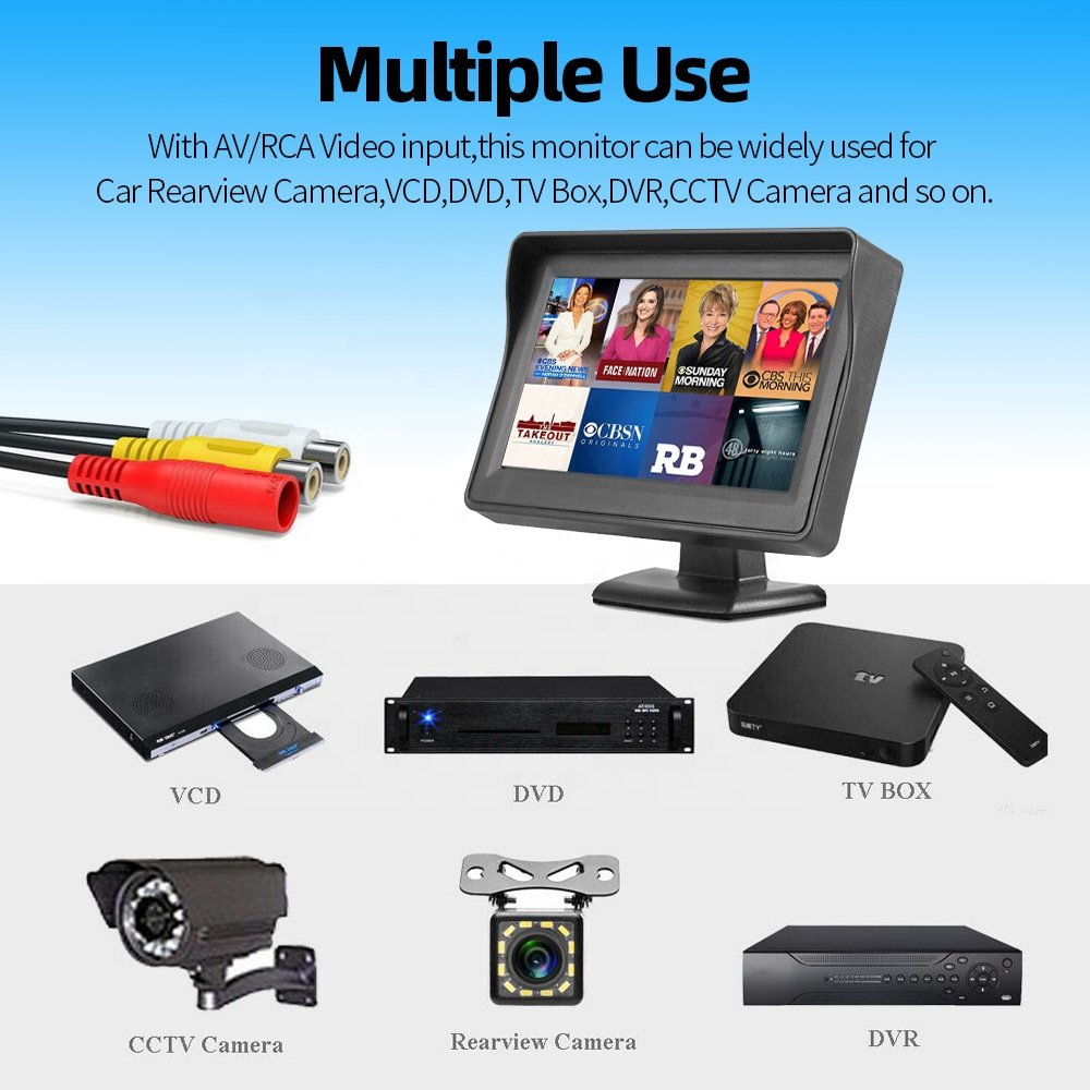 4.3inch 12V Car Parking Rear View System Rear View Camera Monitor Screen for Rearview