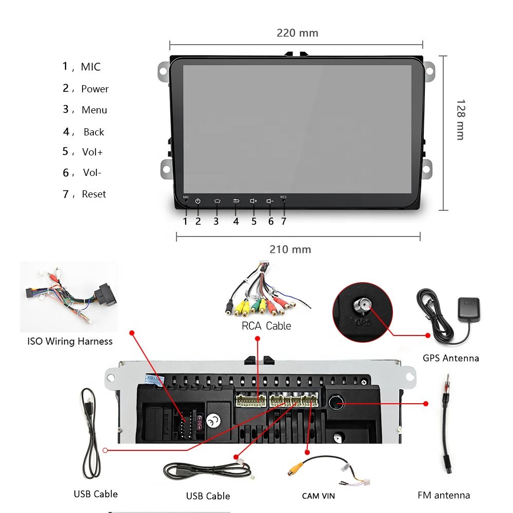 (EU Stock) Podofo 9" 2+16G Android 13 Car Radio Stereo GPS Wifi BT For VW/Volkswagen/Skoda/Octavia/Golf/Touran/Passat/Jetta