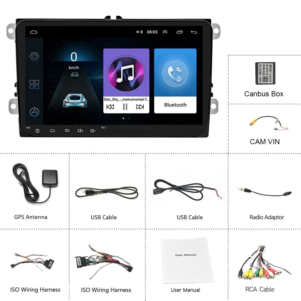 (EU Stock) Podofo 9" 2+16G Android 13 Car Radio Stereo GPS Wifi BT For VW/Volkswagen/Skoda/Octavia/Golf/Touran/Passat/Jetta