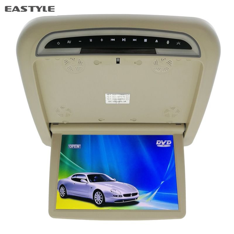 Hot sale 12.1 inch Motorized roof mount monitor flip down car monitor with DVD MP5 player