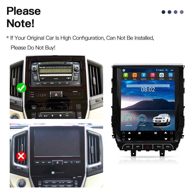 12.1" Vertical Tesla Screen Car Radio GPS Navigation For Toyota Land Cruiser LC200 2016-2021 Multimedia Video Player Carplay BT