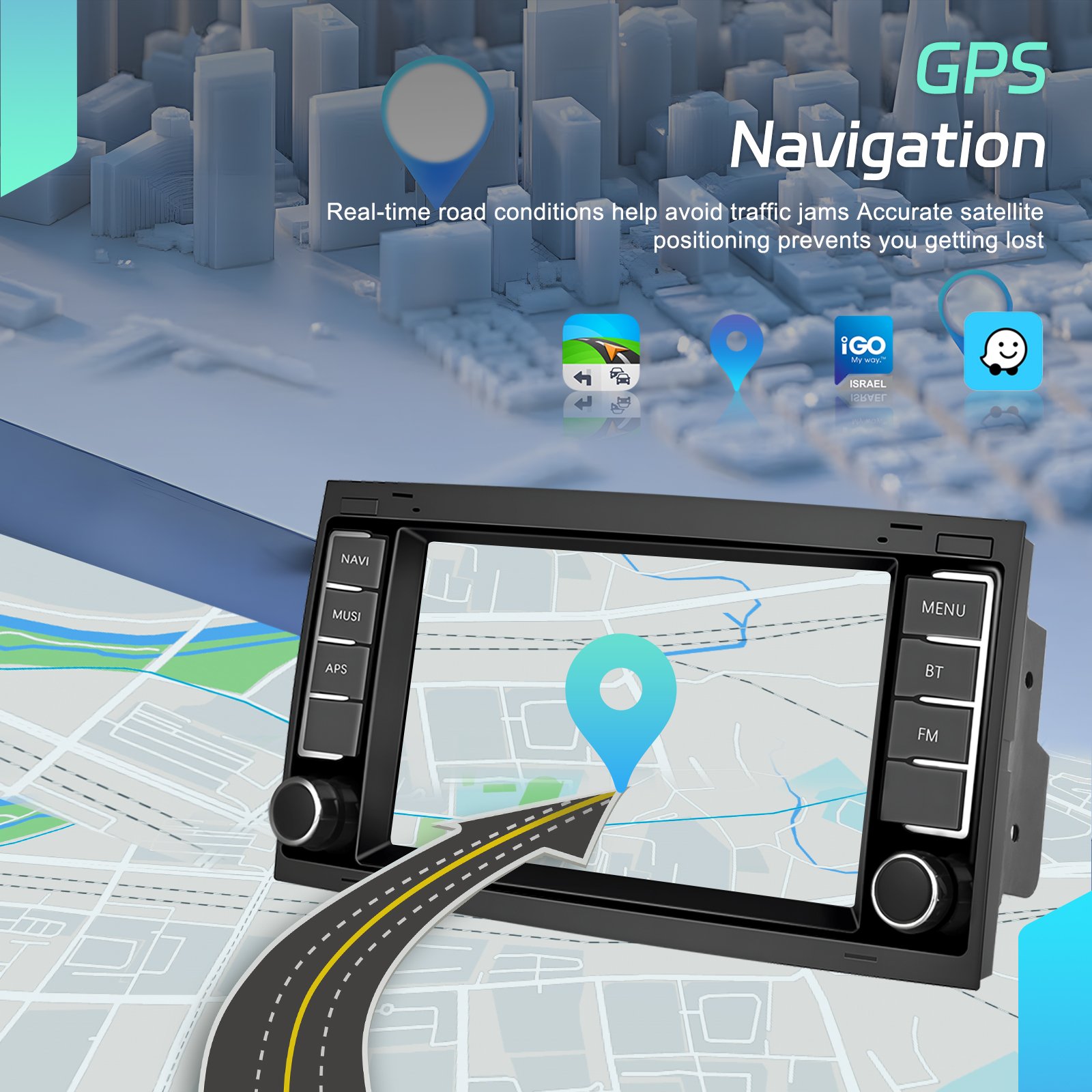 Podofo 7'' 4+64G 8 Cores Car Radio Carplay Auto GPS WIFI FM RDS Autoradio For VW Touareg/Transporter TS Multivan 2004-2009