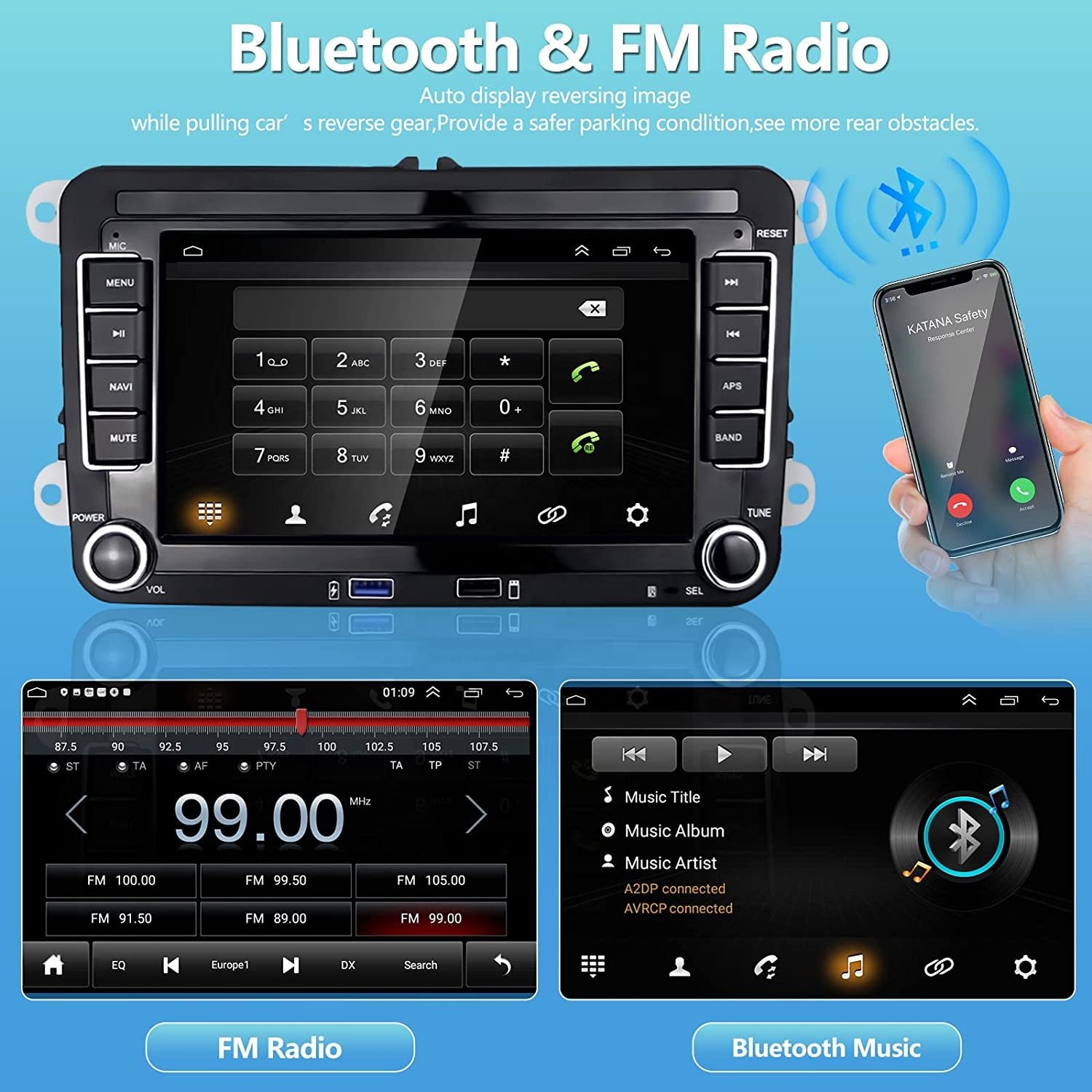 (EU Stock) Podofo 7" Android Carplay Car Radio GPS WIFI Hifi RDS USB For VW/Polo/Candy/Skoda/Jetta/Seat/Touran/Passat/Golf 5 6