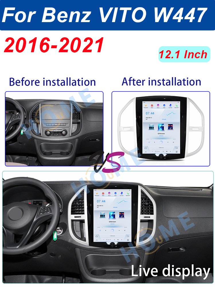 Car Radio Player Video Stereo For Mercedes-Benz VITO W447 2016-2021 Tesla Style Vertical Touch Screen 4G Carplay Android Auto