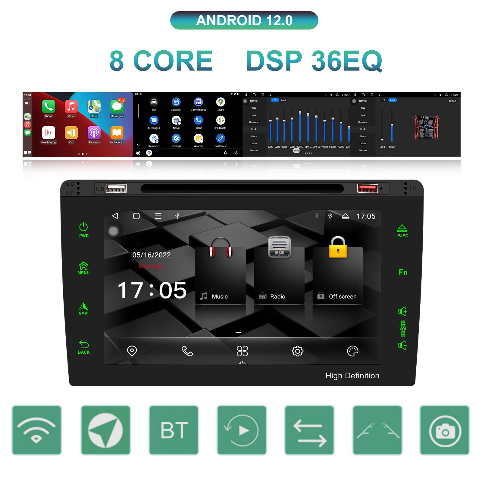 Podofo 8'' Android 13 Car Stereo 8 Core 4G WIFI 2+32G For Toyota RAV4 2006-2012 Car Radio Carplay Android Auto DVD/CD FM AM RDS