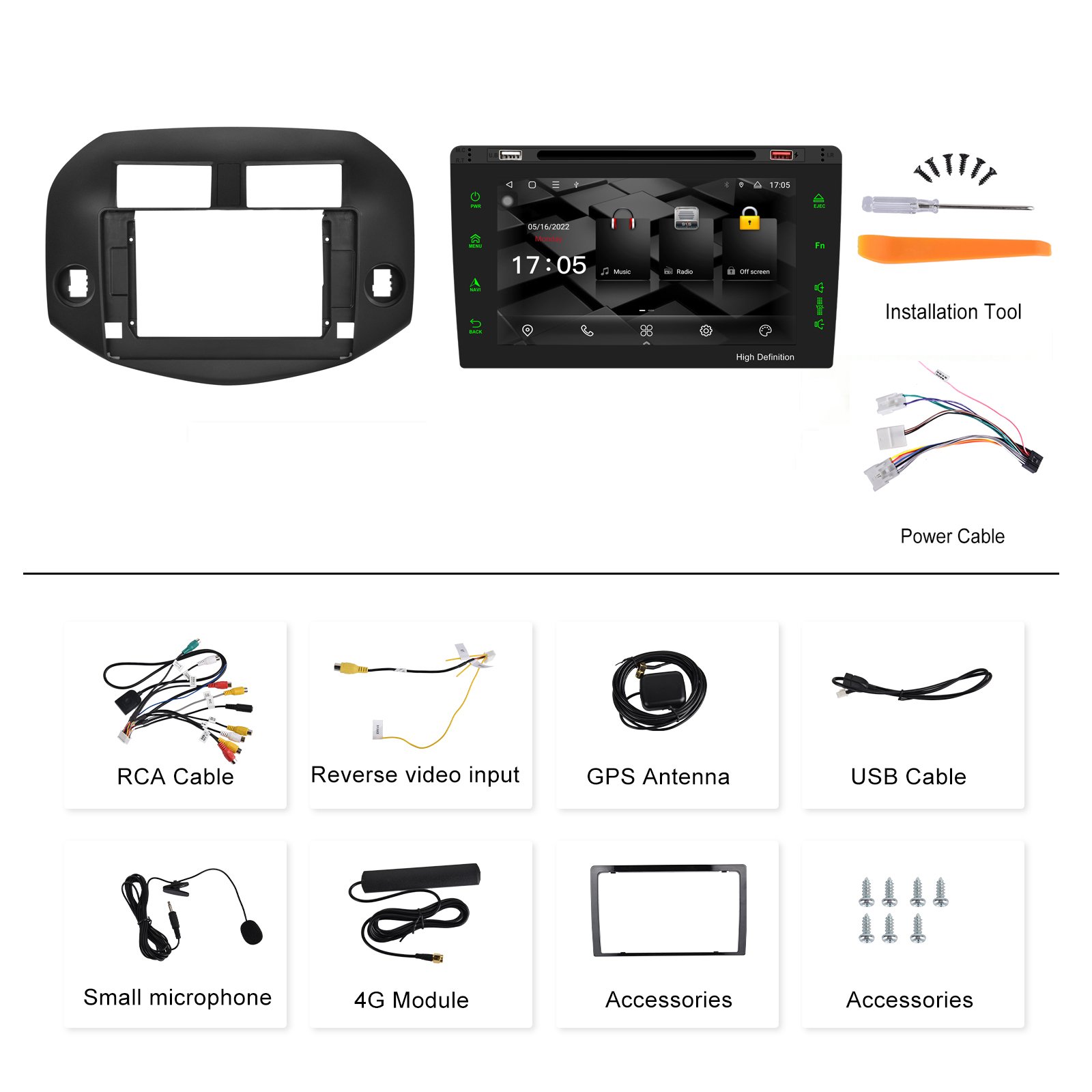 Podofo 8'' Android 13 Car Stereo 8 Core 4G WIFI 2+32G For Toyota RAV4 2006-2012 Car Radio Carplay Android Auto DVD/CD FM AM RDS