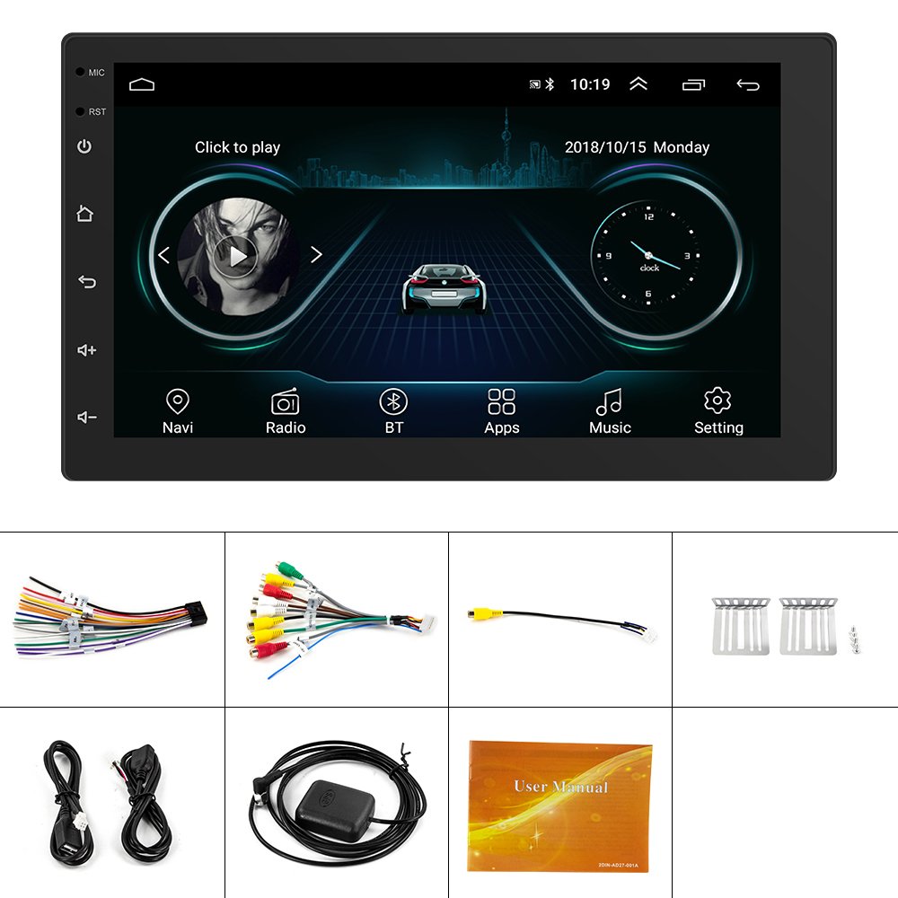 Podofo 1 Din Android Car Stereo 7'' Car Radio Autoradio GPS Navigation WIFI BT FM 2.5D Touch Screen Factory Price Dropshipping