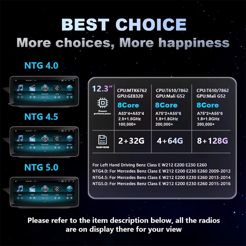 12.3 inch Android Car multimedia radio 8 core for Mercedes Benz E-W212 2009-2016 IPS screen DSP 4g lte Car DVD Player