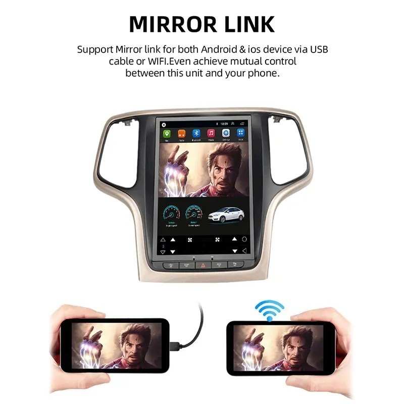 Android Car radio multimedia Tesla style Android 12 car dvd player for Jeep Grand Cherokee 2013 2014 2015 2016