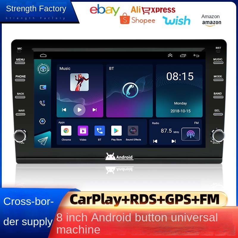89-Inch New Android Car Navigator GPS Stereo Universal Machine Physical Button Double Knob Dashboard Mini Brand Wireless Carplay