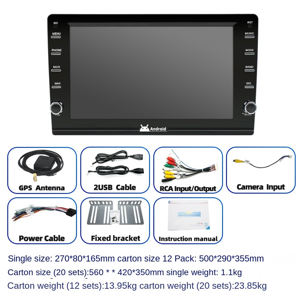 89-Inch New Android Car Navigator GPS Stereo Universal Machine Physical Button Double Knob Dashboard Mini Brand Wireless Carplay