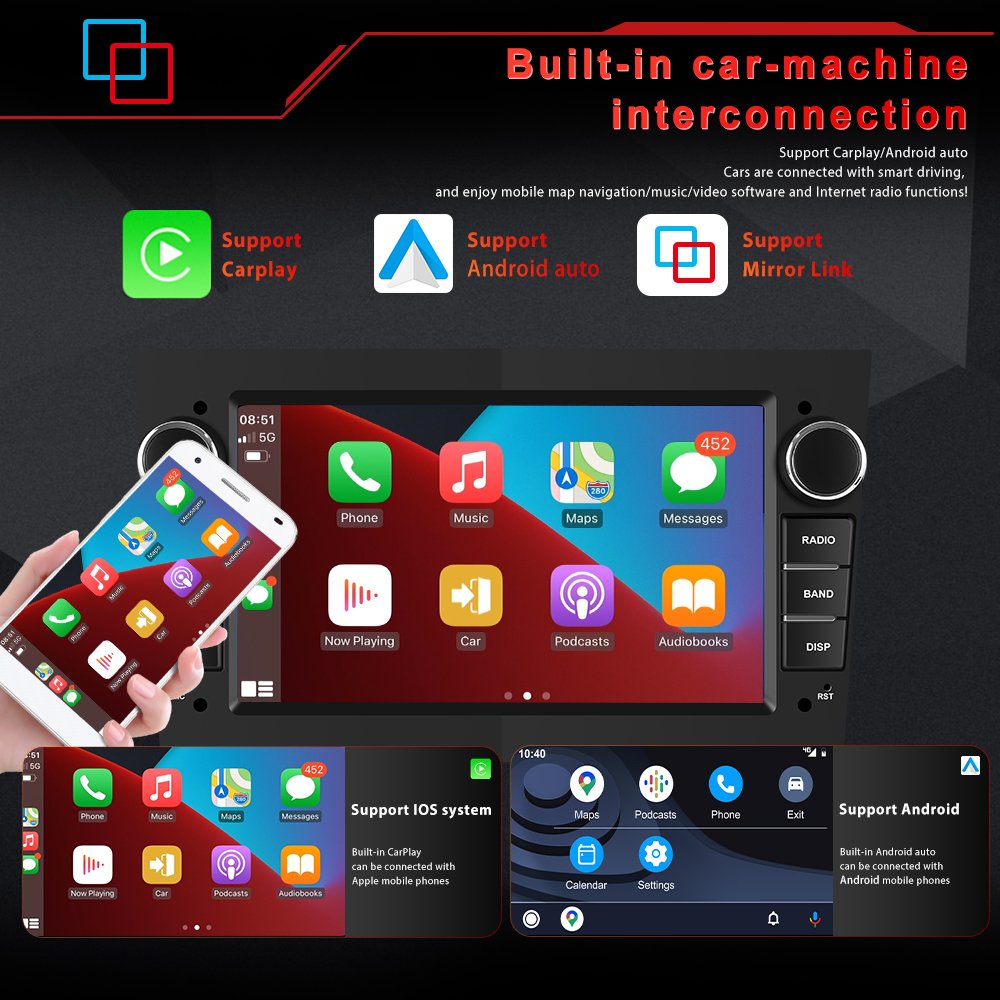 Podofo Android Car Radio 7 Inch 4+64G/ 8+128G 8 Core Carplay Android Auto For Opel Astra Antara Corsa 4G WIFI GPS BT RDS DSP IPS