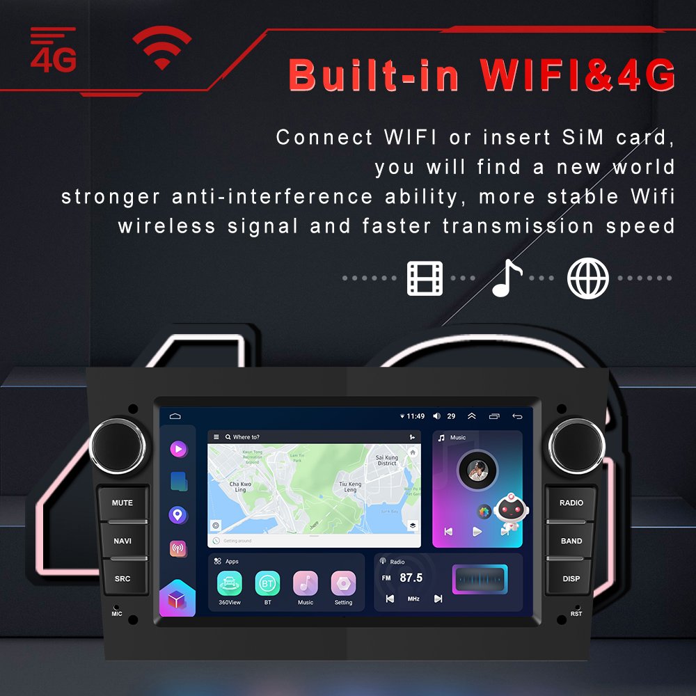 Podofo Android Car Radio 7 Inch 4+64G/ 8+128G 8 Core Carplay Android Auto For Opel Astra Antara Corsa 4G WIFI GPS BT RDS DSP IPS