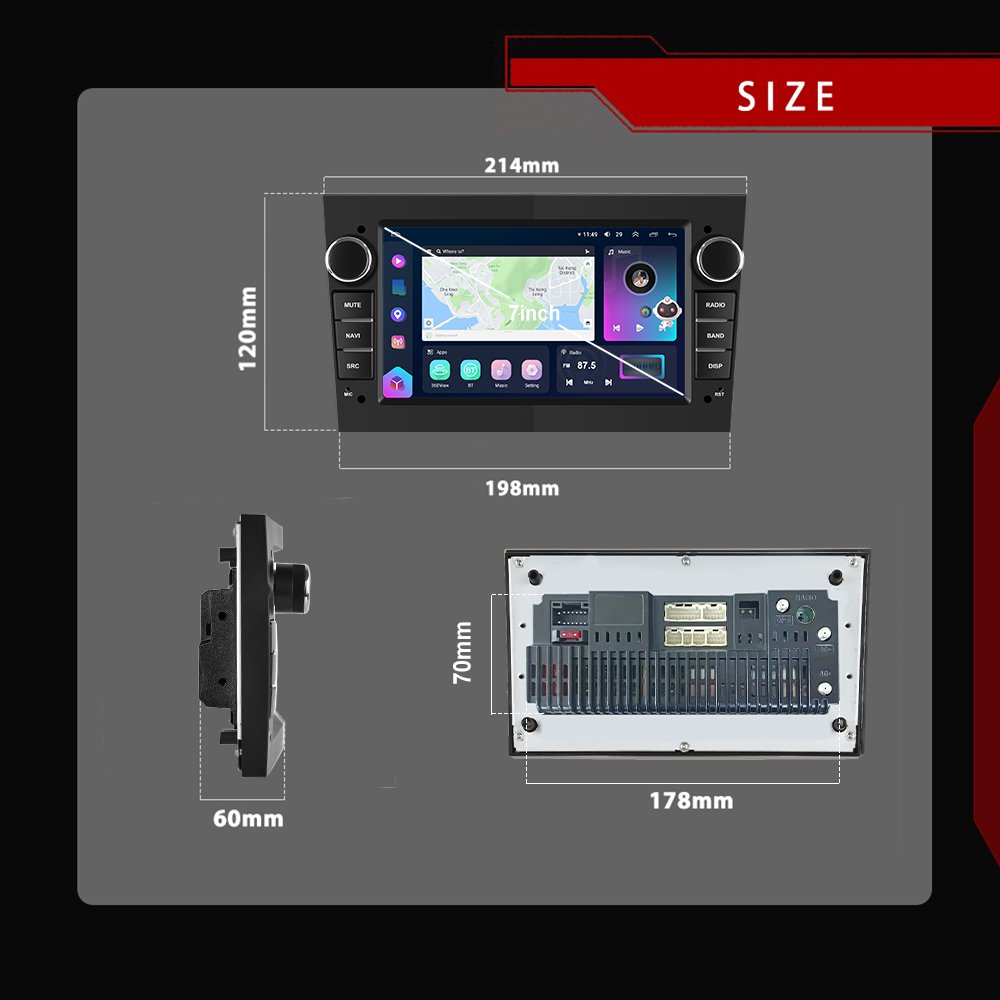 Podofo Android Car Radio 7 Inch 4+64G/ 8+128G 8 Core Carplay Android Auto For Opel Astra Antara Corsa 4G WIFI GPS BT RDS DSP IPS