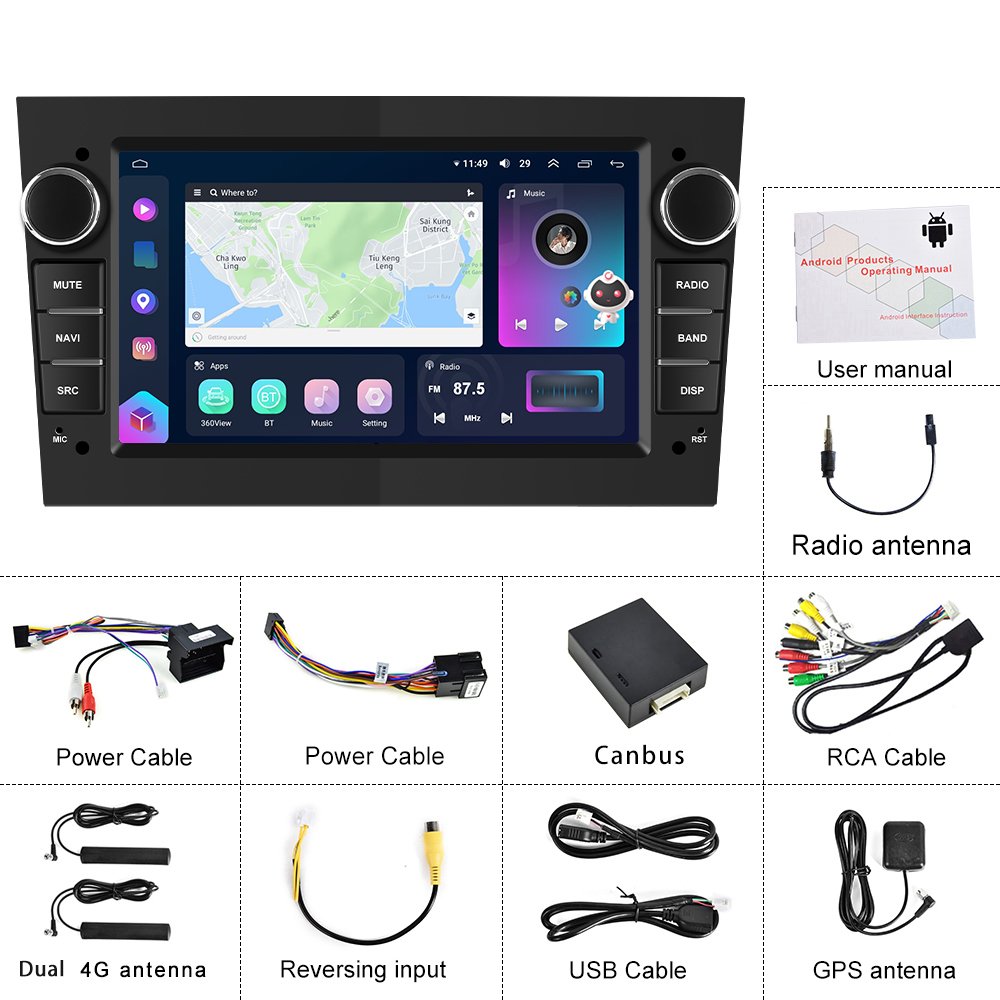Podofo Android Car Radio 7 Inch 4+64G/ 8+128G 8 Core Carplay Android Auto For Opel Astra Antara Corsa 4G WIFI GPS BT RDS DSP IPS