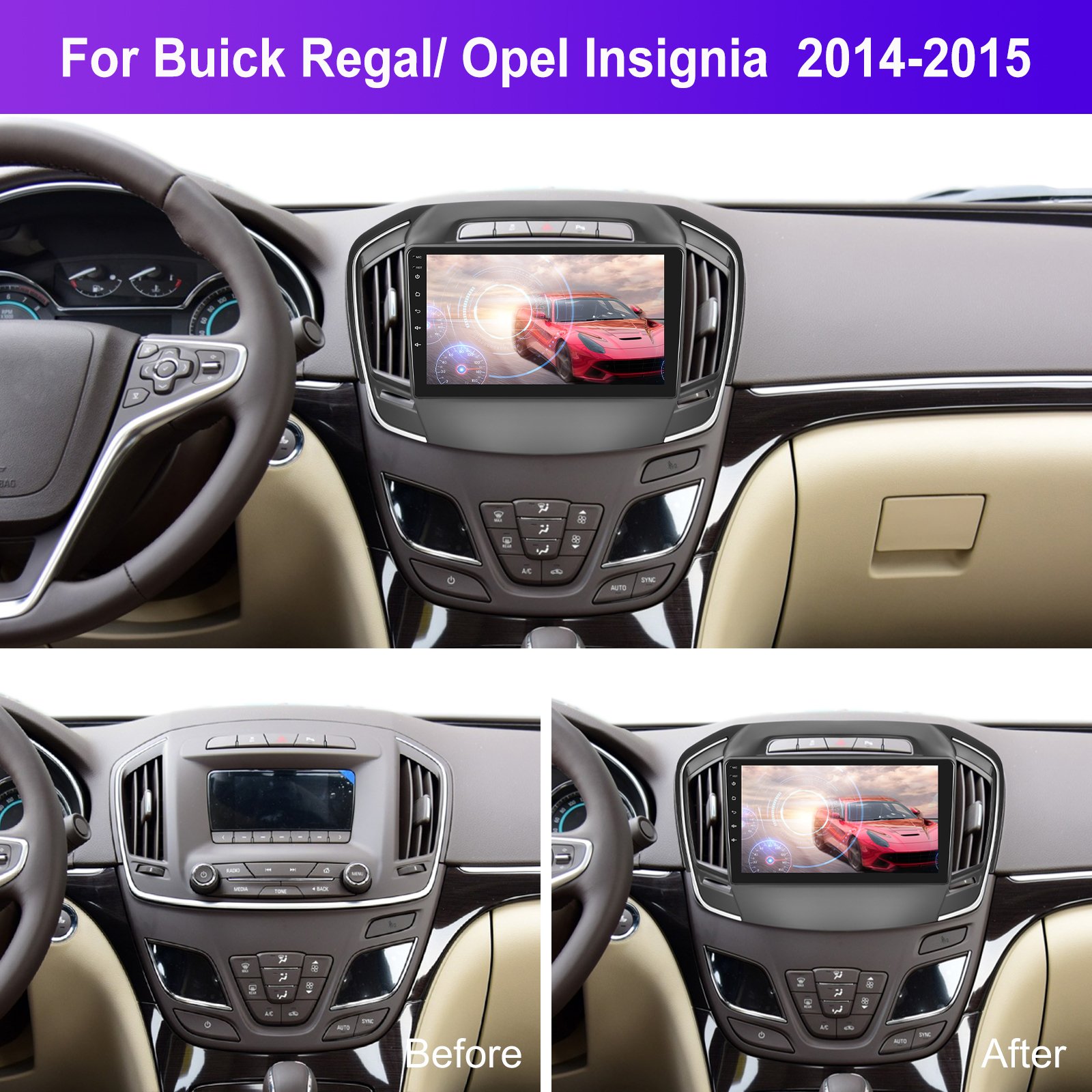 Podofo 9Inch 2 Din Car Radio Android 1+16G/2+32G For Buick Regal/ Opel Insignia 2014-2015 Autoradio Carplay Android Auto Hifi