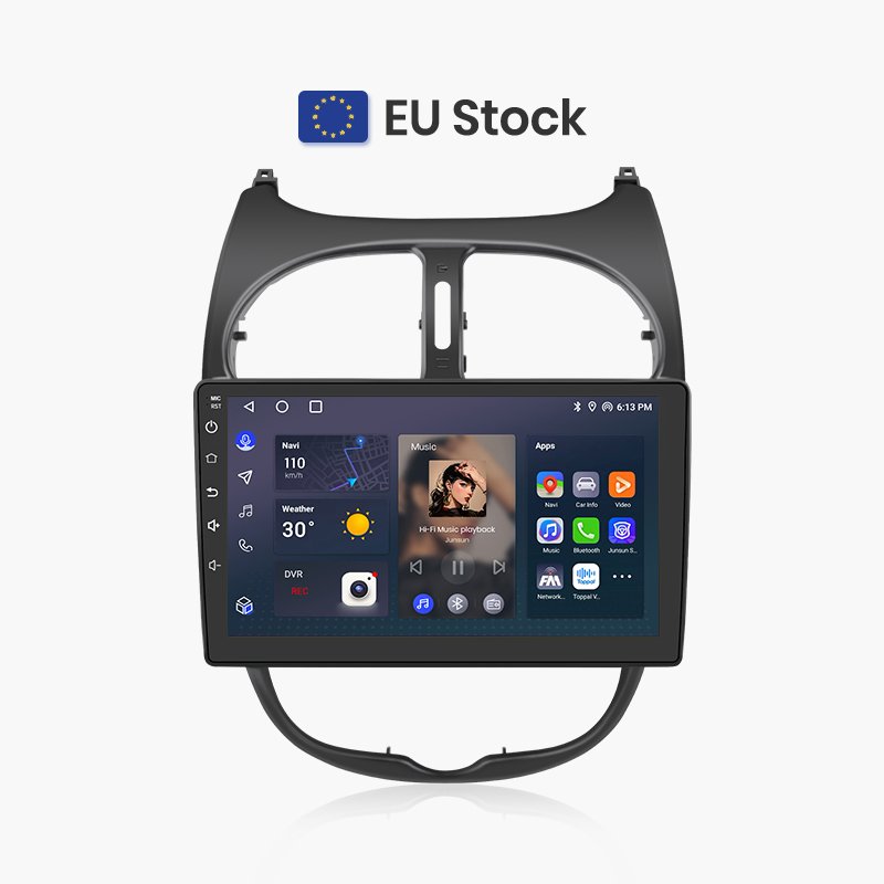 Junsun V1 EU Stock Wireless CarPlay Android Auto Navigation for Peugeot 206 2001-2008 Car Autoradio Multimedia Video
