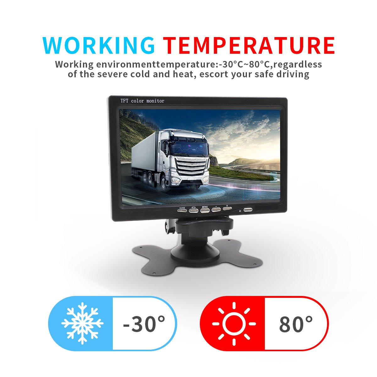 7 Inch car Monitor With HD And AV Input For Display LCD Screen car Backup Camera Security System