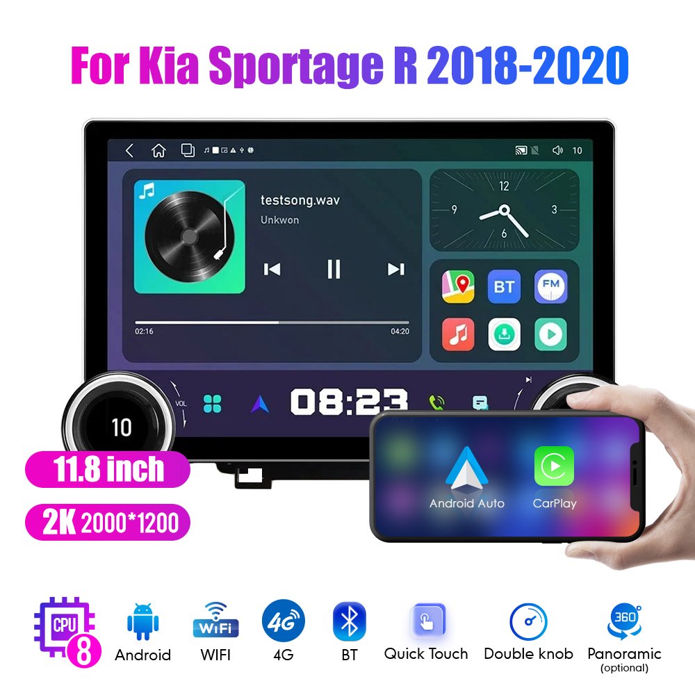 11.8Inch Car Radio For Kia Sportage R 2018 2019 2020 DIAMOND 2K QLED Screen 2Din Android Car Stereo Car DVD Player Carplay DSP