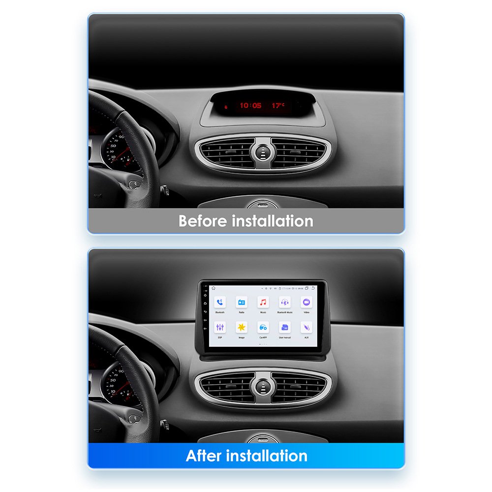 9 Inch Android 12 Car Dvd Player 2014 with Apple Car Play with Navigation & Gps 4g for Renault Clio 3 2005 DC 12V 50W Android