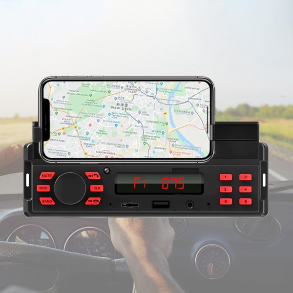 Cheap autoradio with phone holder fm transmitter usb bt handsfree car radio stereo 1din mp3 car player