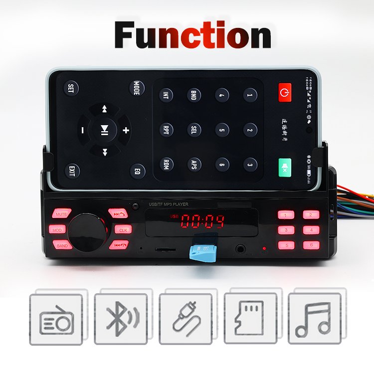 Cheap autoradio with phone holder fm transmitter usb bt handsfree car radio stereo 1din mp3 car player