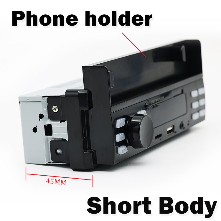 Cheap autoradio with phone holder fm transmitter usb bt handsfree car radio stereo 1din mp3 car player