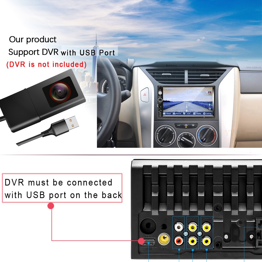 Podofo 7'' Double Din Car Stereo Autoradio With BT/USB/FM + 4 IR Rear View Camera Car Dvd Player