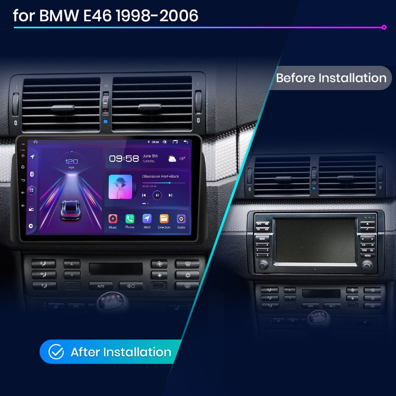 Junsun Factory OEM For BMW E46 Multimedia CarPlay Android Car Radio for BMW E46 M3 318/320/325/330/335 1998-2006 Car DVD Player