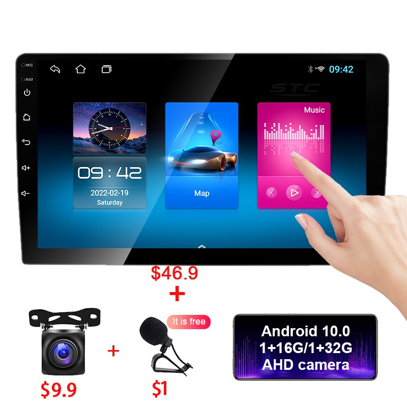 STC Android auto 10 Inch 2+32g Android Car Electronic Monitor Video Gps Reversing Carplay auto Car Dvd Player