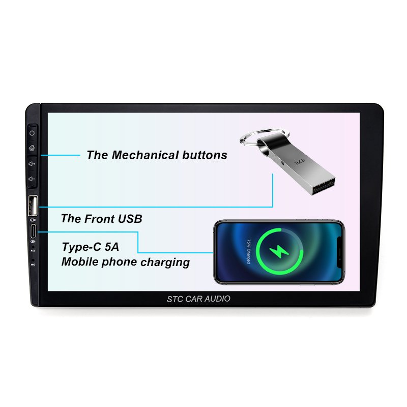 STC Android auto 10 Inch 2+32g Android Car Electronic Monitor Video Gps Reversing Carplay auto Car Dvd Player