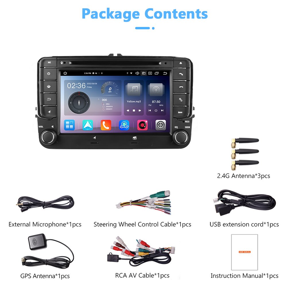 7 '' Touch Screen Car Audio 2 Din Car Radio 4+64GB For VW Vw Skoda Octavia Golf Passat Volkswagen B6