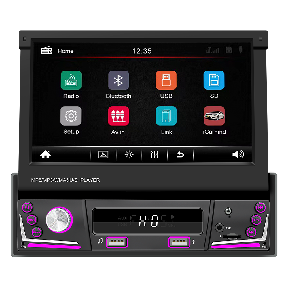Bestree 7" universal multimedia in dash car mp3 mp5 player touch screen video car dvd player with BT phone charging car stereo