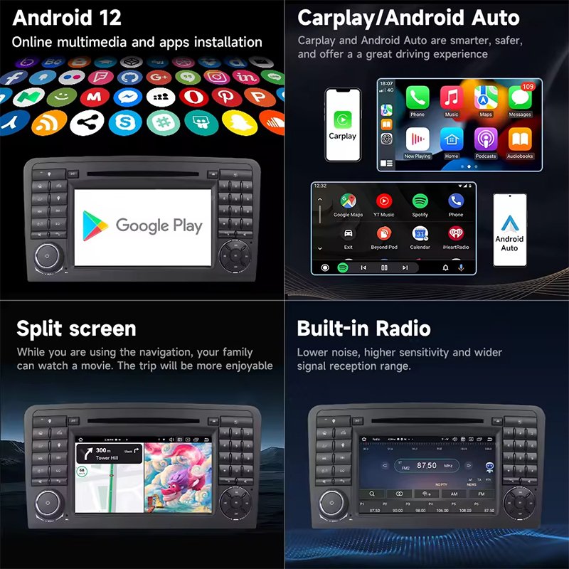 7 inch Android Car multimedia radio 8 core for Mercedes Benz GLML-Class W164 2005-2013 IPS screen DSP 4g lte Car DVD Player
