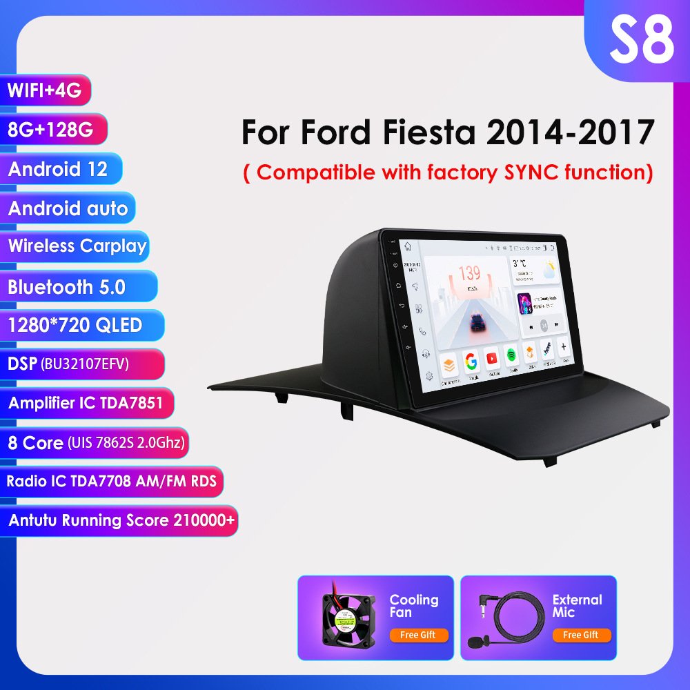 9 Inch android car dvd Player for ford fiesta 2016 with radio carplay car stereo and navigation & gps 4g