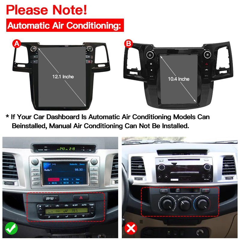 For Toyota Fortuner Hilux Revo 2008-2015 Carplay Android 13 Tesla Screen Car Multimedia Player Head Unit GPS Audio Radio Auto