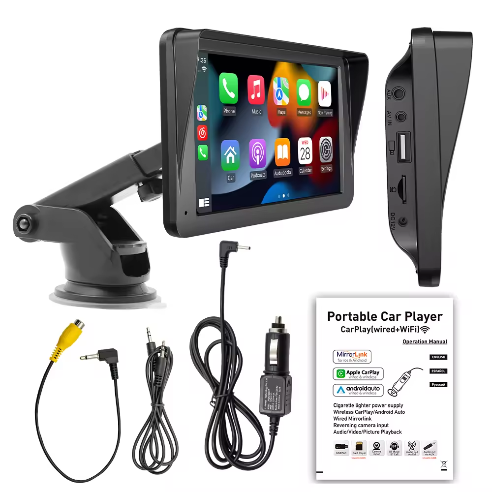 7 Inch HD Screen Wireless CarPlay Android Auto Dashboard Car DVD Player Portable Car Radio Stereo Vehicle Media Player