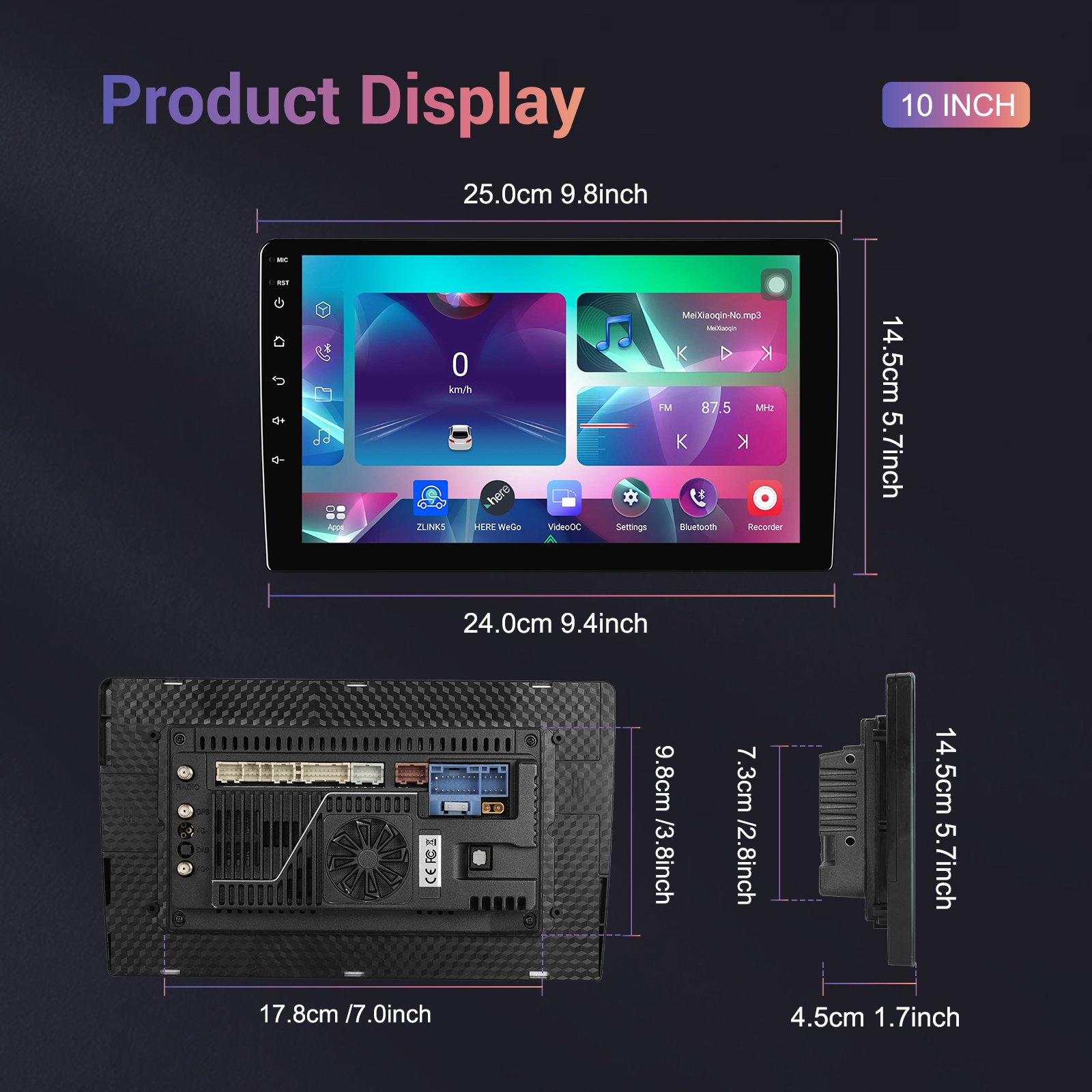 Qualcomm 7''/9"/10" Qcta Core 4+64GB Car Stereo Android Car Radio CarPlay/Android Auto/4G/WiFi/GPS/DSP/QLED Touch Screen OEM