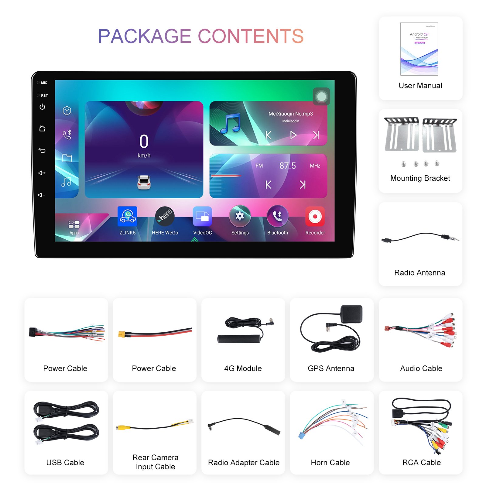 Qualcomm 7''/9"/10" Qcta Core 4+64GB Car Stereo Android Car Radio CarPlay/Android Auto/4G/WiFi/GPS/DSP/QLED Touch Screen OEM