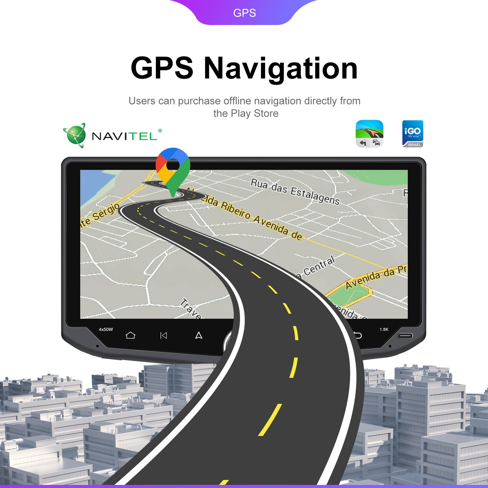 Podofo 1Din 10.88'' Android 13 Car Radio Stereo Carplay Android Auto GPS Navigation2+32GB Car Player WIFI BT USB FM AUX