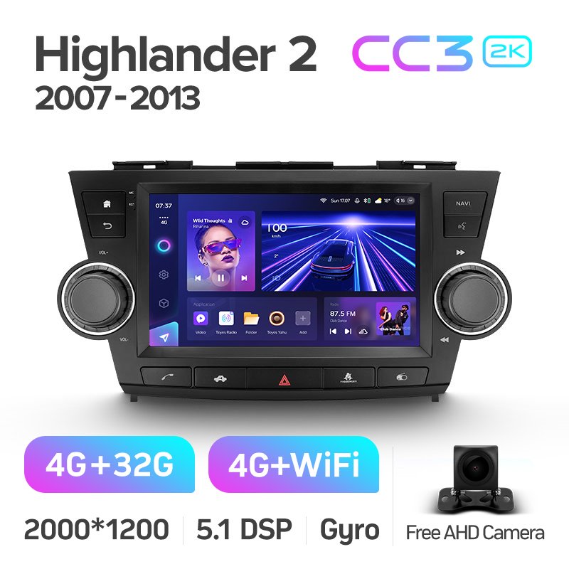 TEYES CC3 2K Car DVD Player For Toyota Highlander 2 2007-2013 9 Inch Car GPS Navigation DVD Player