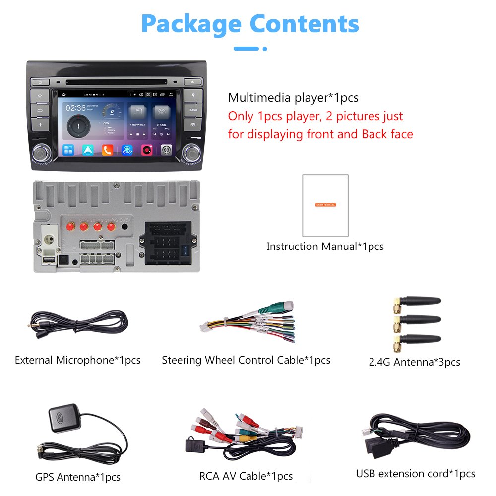 7Inch 2Din PX5 Android11.0 Special Car DVD GPS Video Player 4G+64G For FIAT BRAVO 2007--2014 built-in DSP CarPlay Android Auto