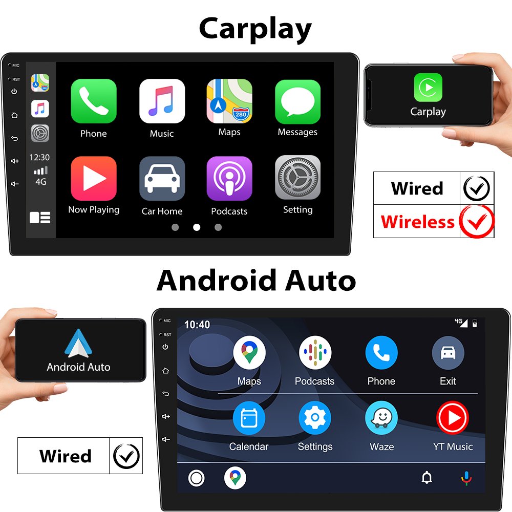 Podofo 9" 4+64G 8-Core Android 2 Din Car Radio Stereo Carplay Android Auto 2.5D IPS Screen GPS WIFI 4G DSP Support 360 Camera