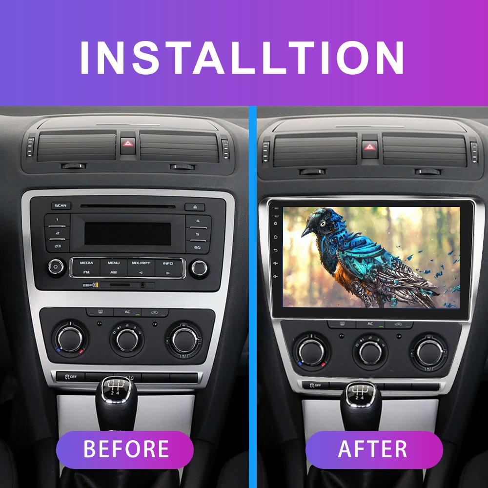 Podofo 10.1'' Dedicated Car Radio Frame ABS Plastic Bracket Panel Cover Trim For Volkswagen Skoda Octavia 2007-2013