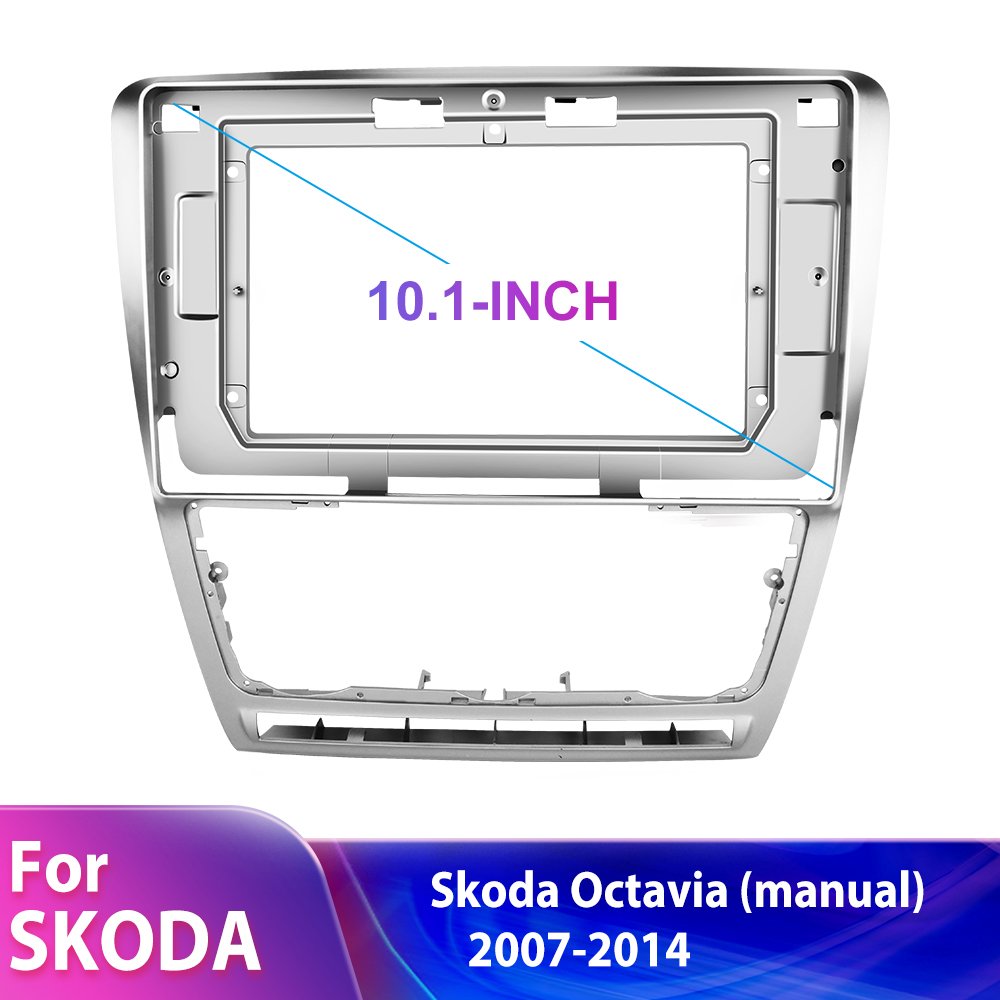 Podofo 10.1'' Dedicated Car Radio Frame ABS Plastic Bracket Panel Cover Trim For Volkswagen Skoda Octavia 2007-2013
