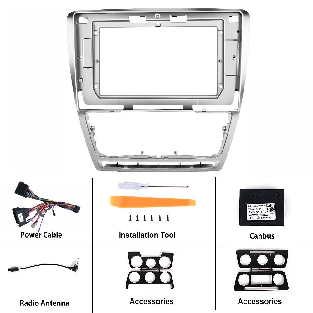 Podofo 10.1'' Dedicated Car Radio Frame ABS Plastic Bracket Panel Cover Trim For Volkswagen Skoda Octavia 2007-2013