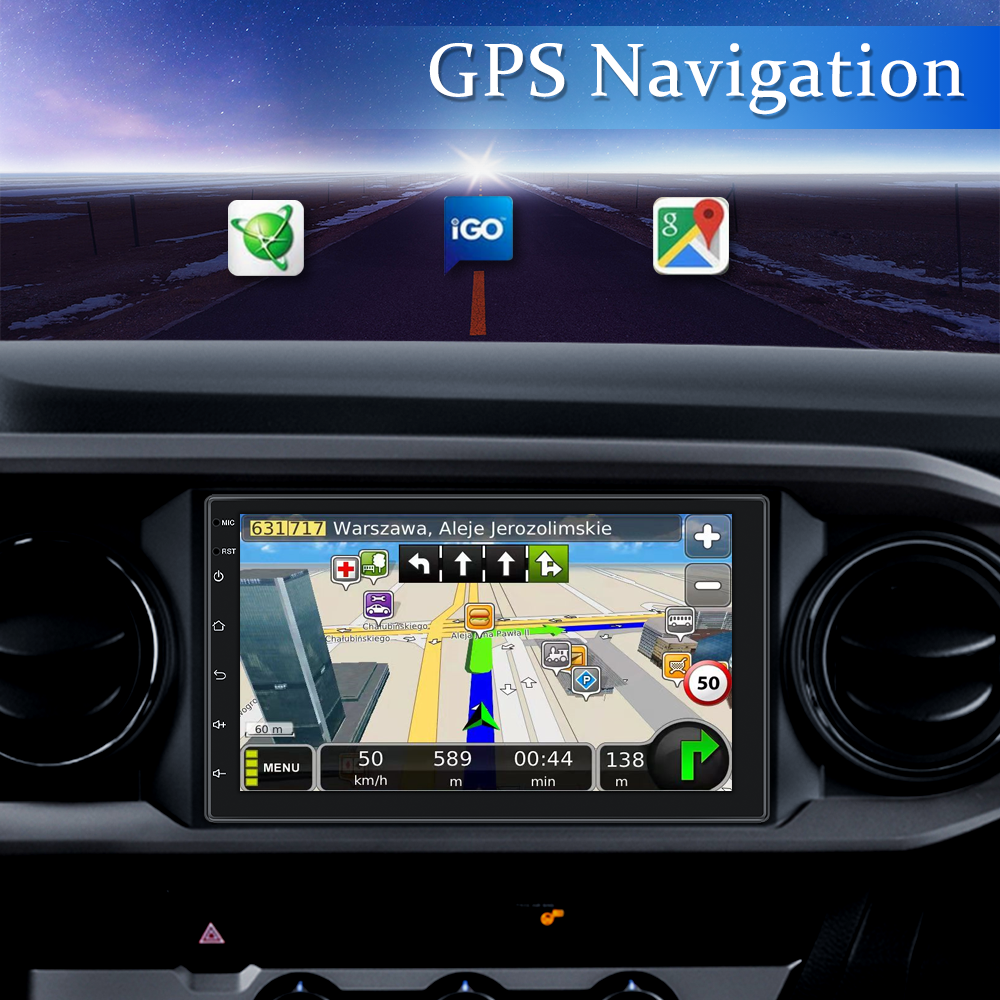Podofo Android Double Din 7'' 1+32GB Car Video Radio Player 2 Din Autoradio Stereo GPS WiFi BT FM