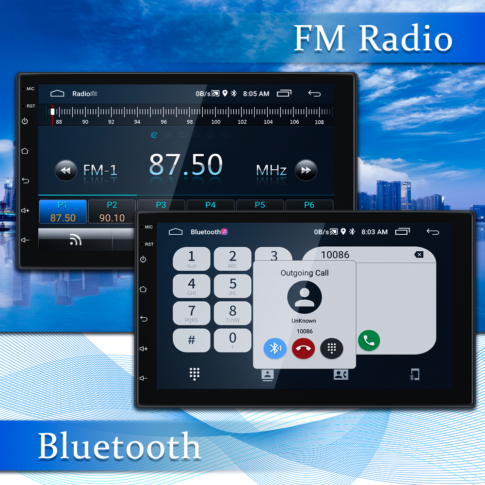 Podofo Android Double Din 7'' 1+32GB Car Video Radio Player 2 Din Autoradio Stereo GPS WiFi BT FM